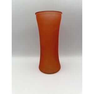 Vintage Art Deco Orange Frosted Flower Vase